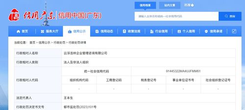 云浮浩林企業管理咨詢被吊銷營業執照